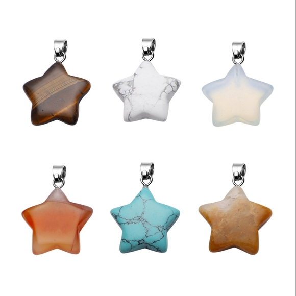 Blue Howlite Star shaped gemstone pendant. *See other star gemstones in listings - Picture 2 of 3